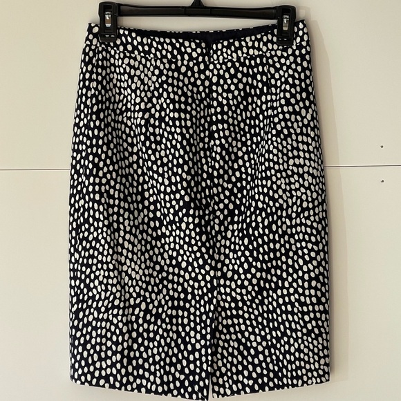 J Crew Women's Navy White Dot High Waisted Straight Pencil Cotton Midi Skirt, 00 - Picture 5 of 12